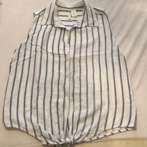 Cute white with denim blue stripes sleeveless top